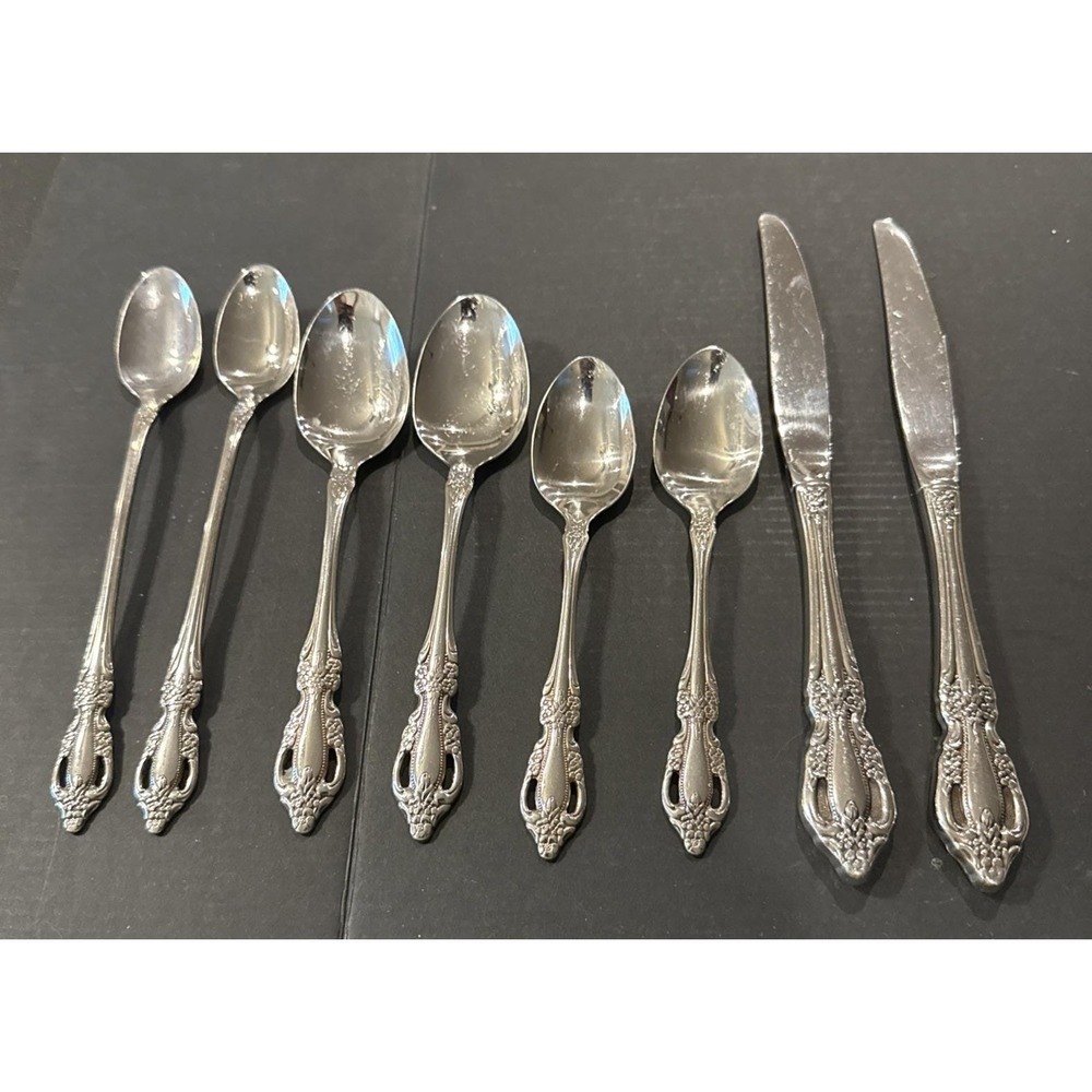 Oneida Raphael HH Distinction Deluxe Set Of 8 Teaspoon Soup Iced Tea Spoon Knife